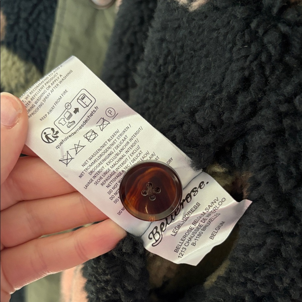 Bellerose Black Olive and Pink Floral Reversible Quilted Teddy Jacket - Picture 9 of 10